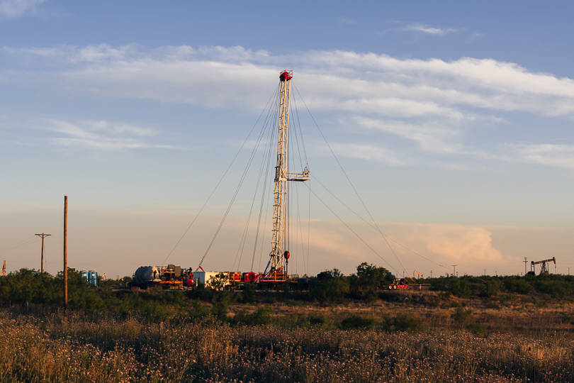 Drill rig at sunset in Texas