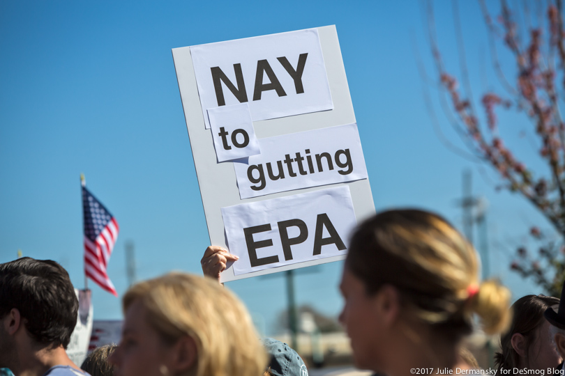 A sign protesting gutting the EPA.
