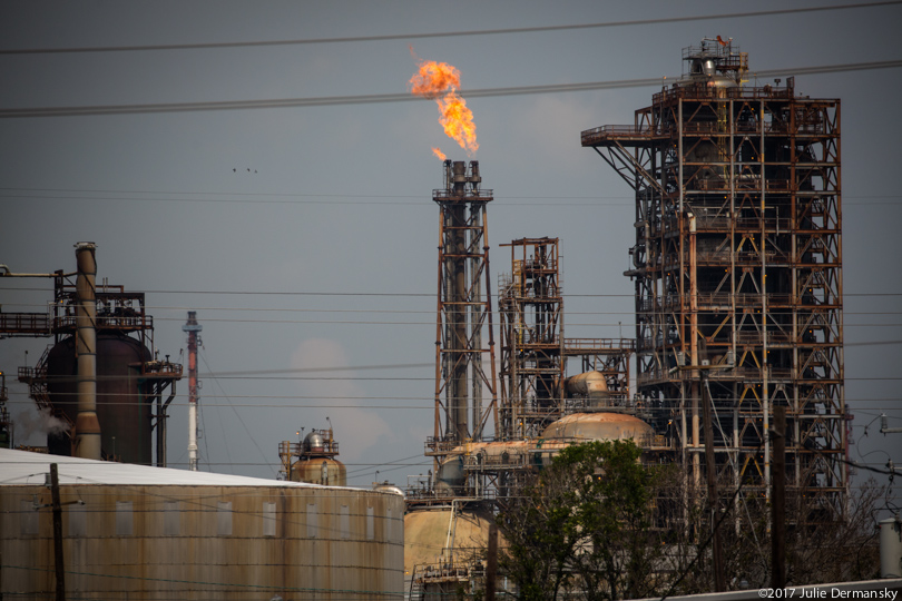 Flare at Exxon's Baytown, Texas, refinery following Hurricane Harvey.