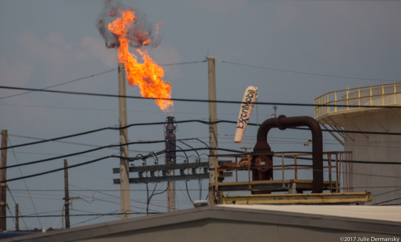 A flare at ExxonMobil Beaumont facility after Hurricane Harvey