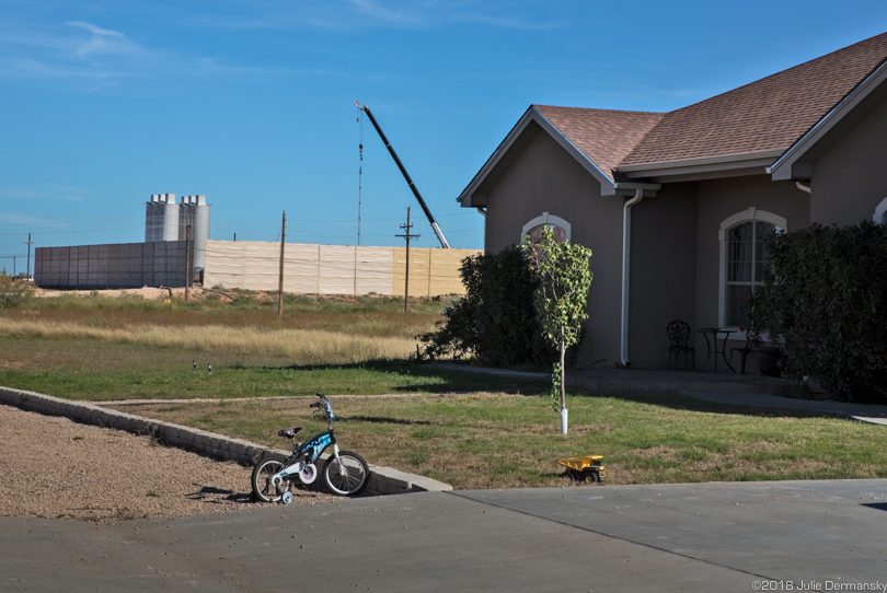 Child's bicycle near a fracking site in Midland, Texas