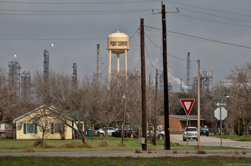 Formosa's Point Comfort plant looms over the town and its water tower