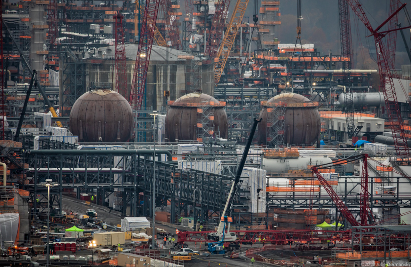 Close-up of Shell's Beaver County petrochemical complex under construction
