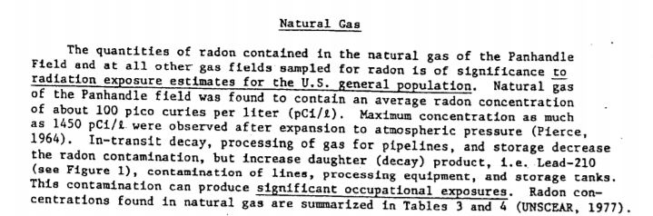 Excerpt from American Petroleum Institute's 1982 report on radioactive exposures in oil and gas industry