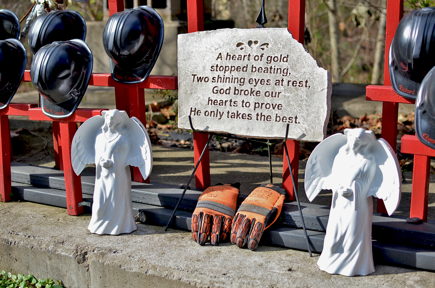 A memorial in a West Virginia hollow pays homage to the 29 coal miners who were killed in the Upper Big Branch disaster in 2010.