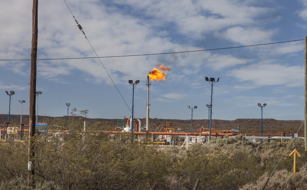 Gas flare in Vaca Muerta shale