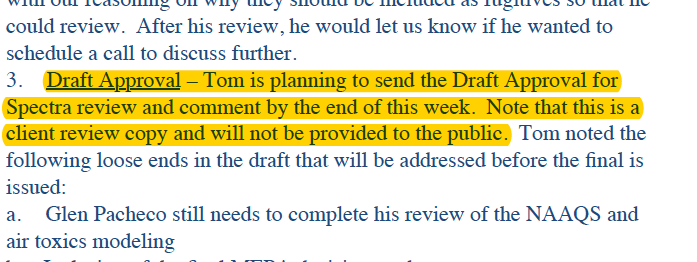 Screenshot of email from a Spectra consultant saying the opportunity to edit the draft approval is exclusive to Spectra.