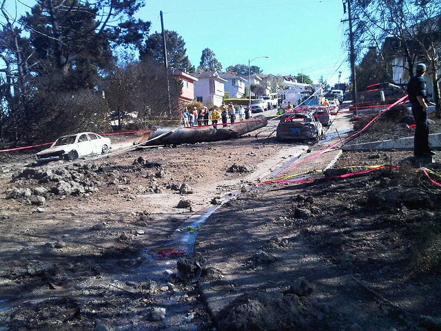 San Bruno natural gas pipeline explosion-a remnant of the line