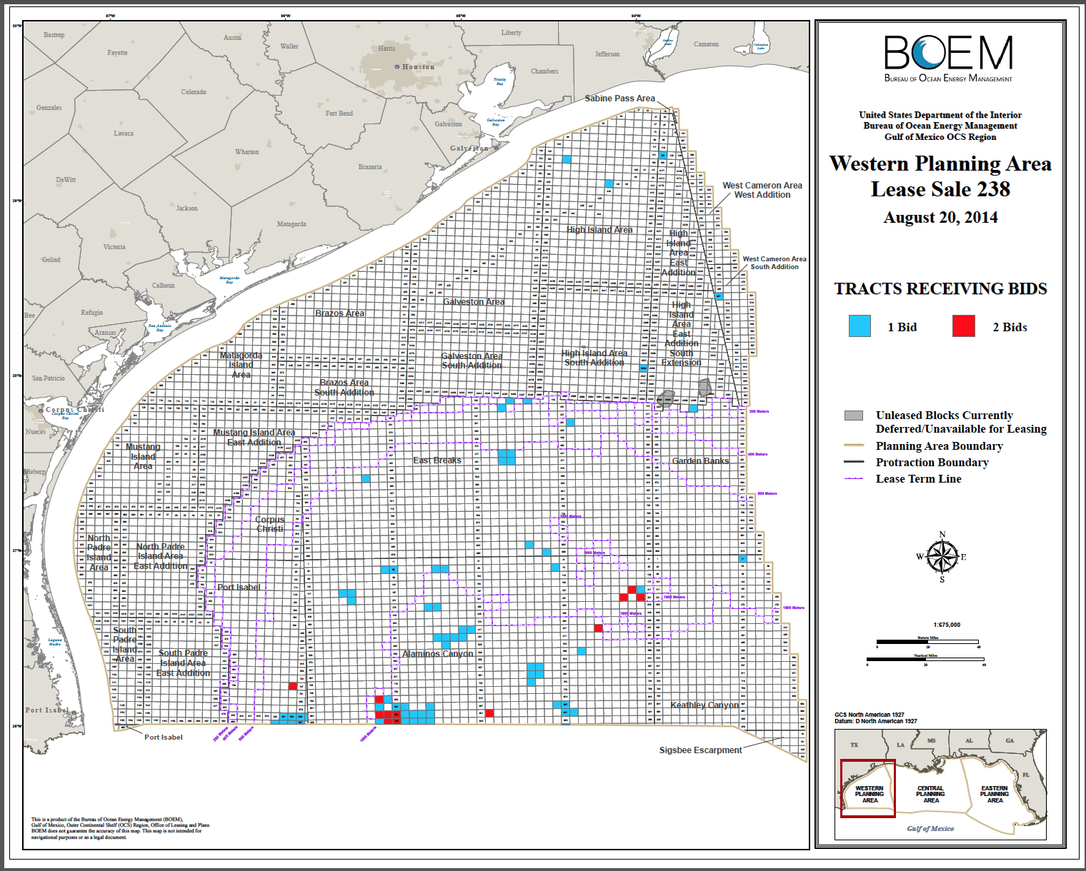 Gulf of Mexico Oil Lease Map August 2014