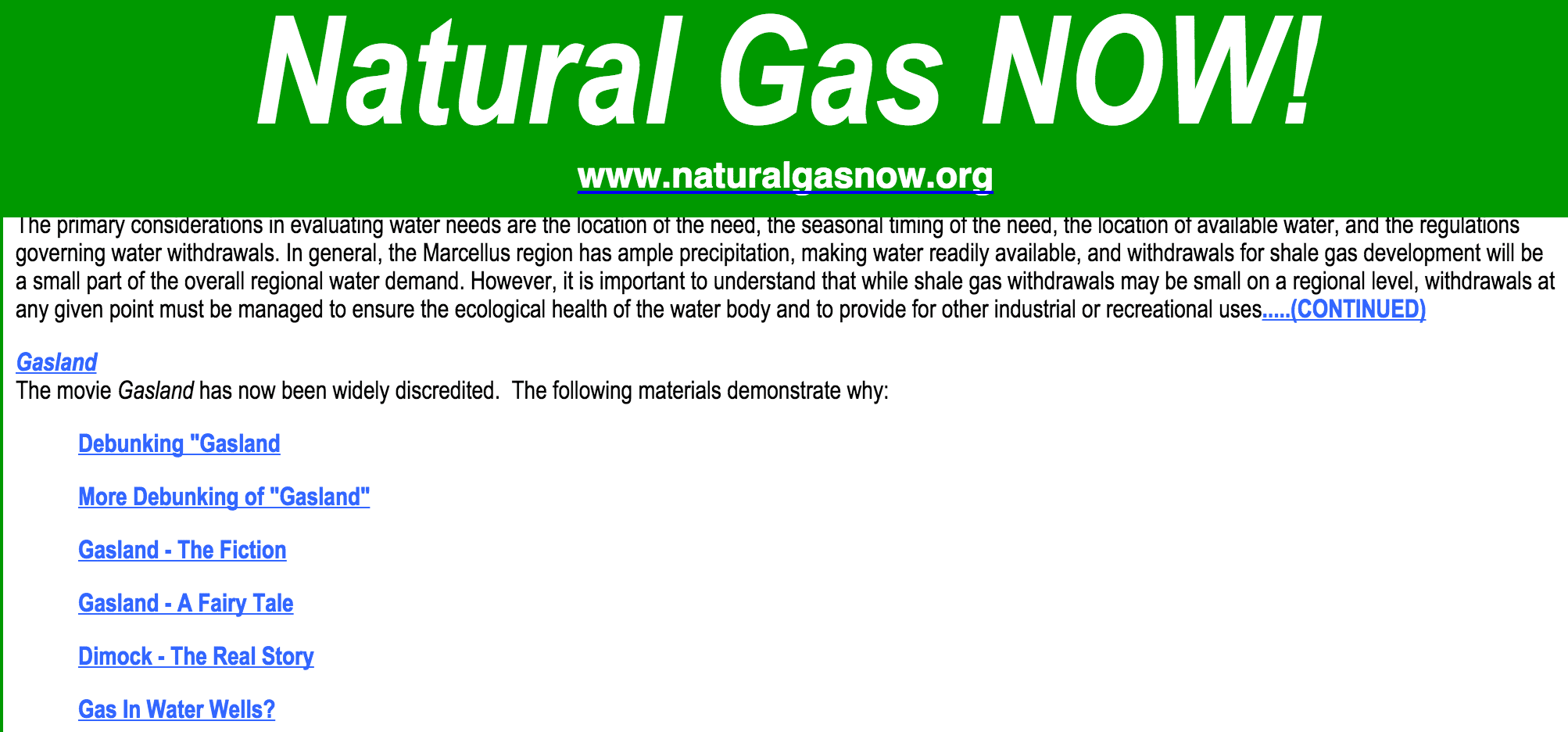 Natural Gas Now Energy in Depth Gasland