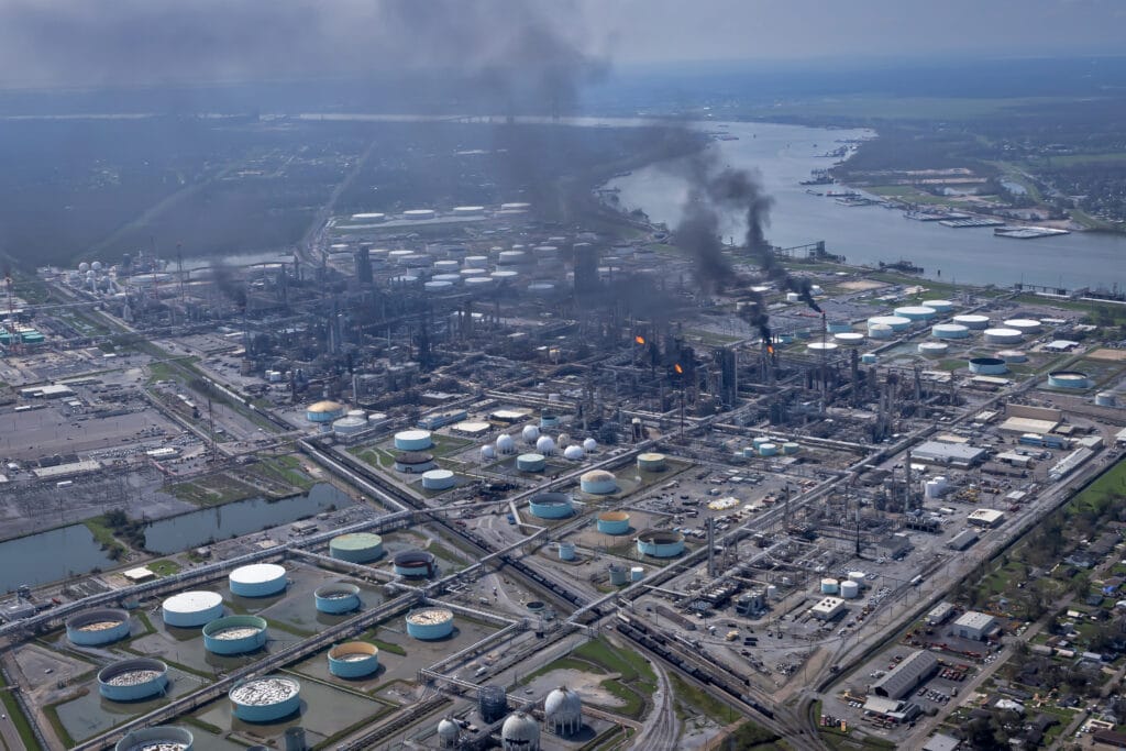 Flares at ExxonMobil refinery in Baton Rouge