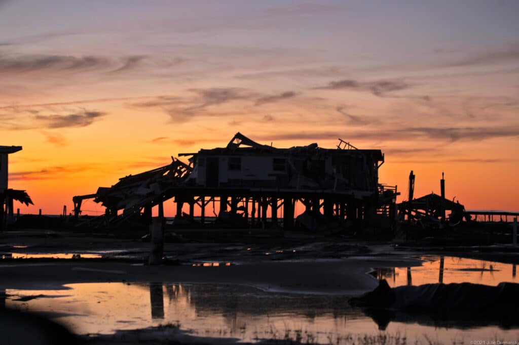 Storm-damaged home on Grand Isle, Louisiana