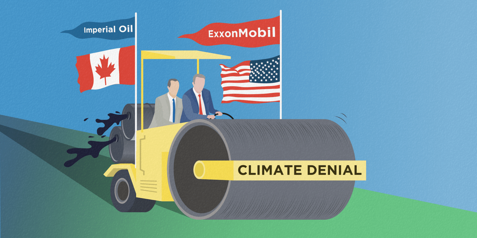 ExxonMobil Imperial Oil climate denial steamroller graphic