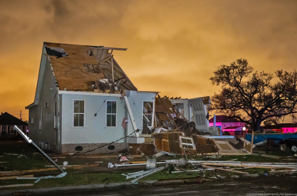 Half of a house ripped away by a tornado in Arabi on March 22.