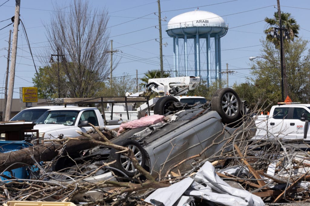 Damage in Arabi, Louisiana, the day after the tornado.