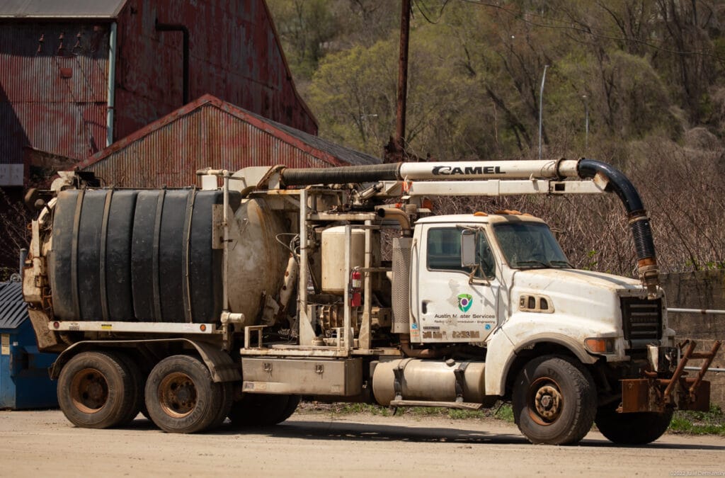 A truck outside Austin Master Services in Martins Ferry, OH.