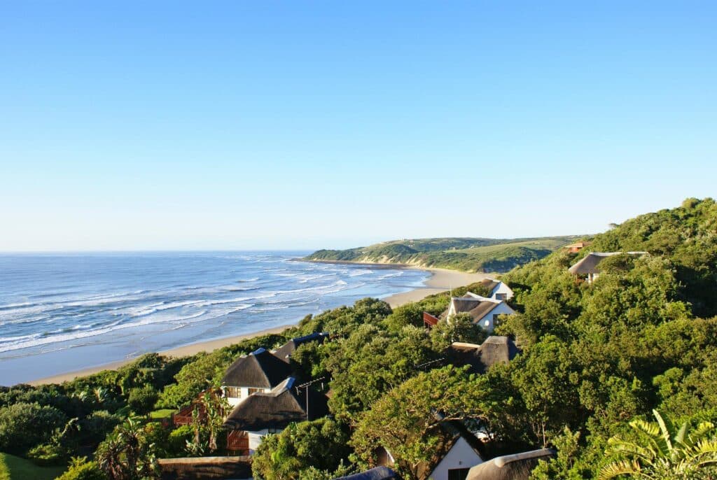 Landscape view of coastal town Cintsa, Wild Coast, South Africa