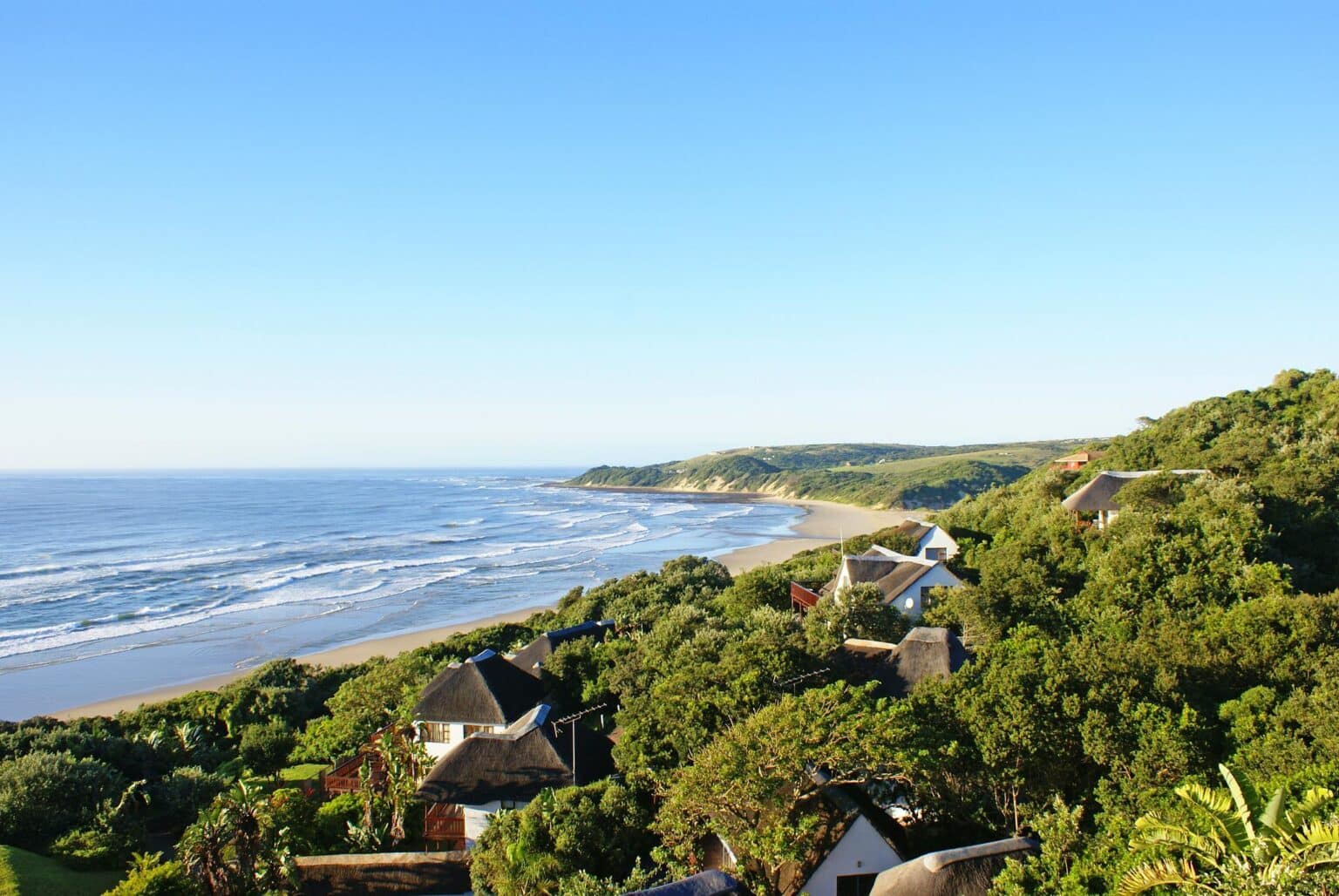 Landscape view of coastal town Cintsa, Wild Coast, South Africa