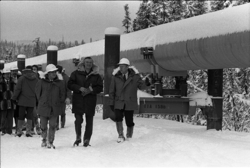 President Gerald R. Ford and Federal Energy Administration Administrator Frank Zarb Touring the Trans-Alaska Pipeline