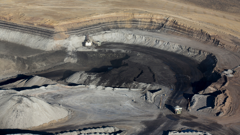 Open-pit coal mine in the Powder River Basin region of northeast Wyoming and southeast Montana.