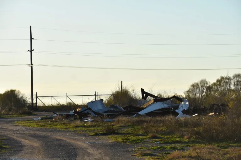 Debris leftover from past hurricanes along the Calcasieu River. 