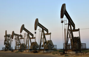 Oil rigs in Kern County, California, where thousands of Aera Energy idle oil wells are located