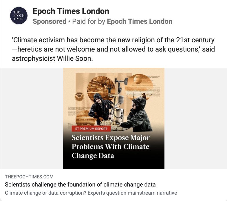 Pro-Trump Platform Promotes Climate Science Denial Ads to Millions Across Europe