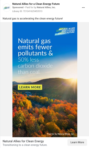 Natural gas emits fewer pollutants & 50 percent less carbon dioxide than coal