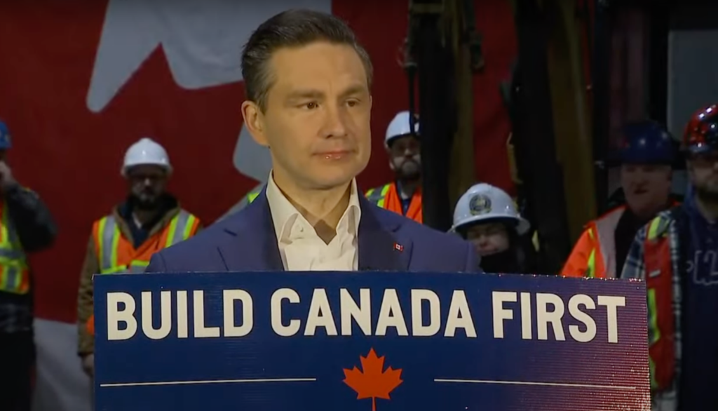 Poilievre appears at a recent campaign event in Newfoundland.