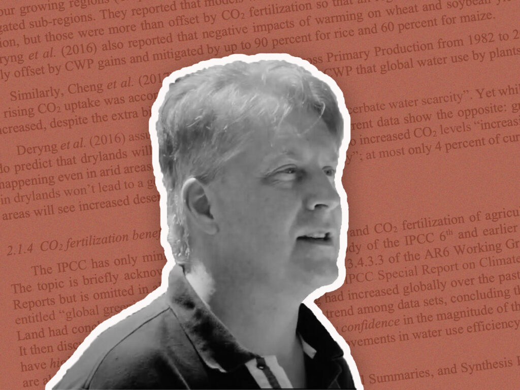 A black-and-white photo of a light-skinned middle-aged man against an orange background.