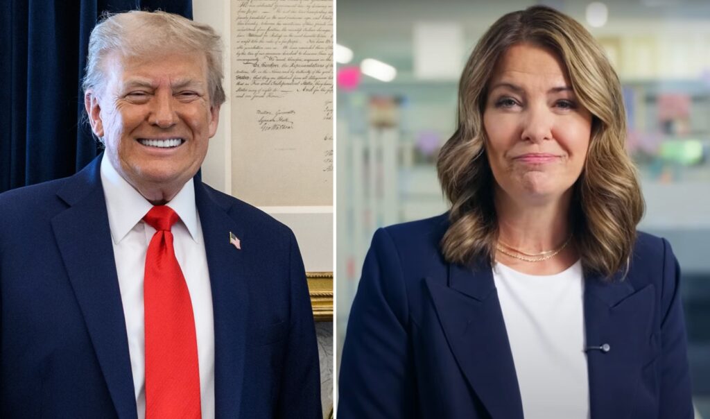 President Donald Trump (left) and Alberta Premier Danielle Smith (right)