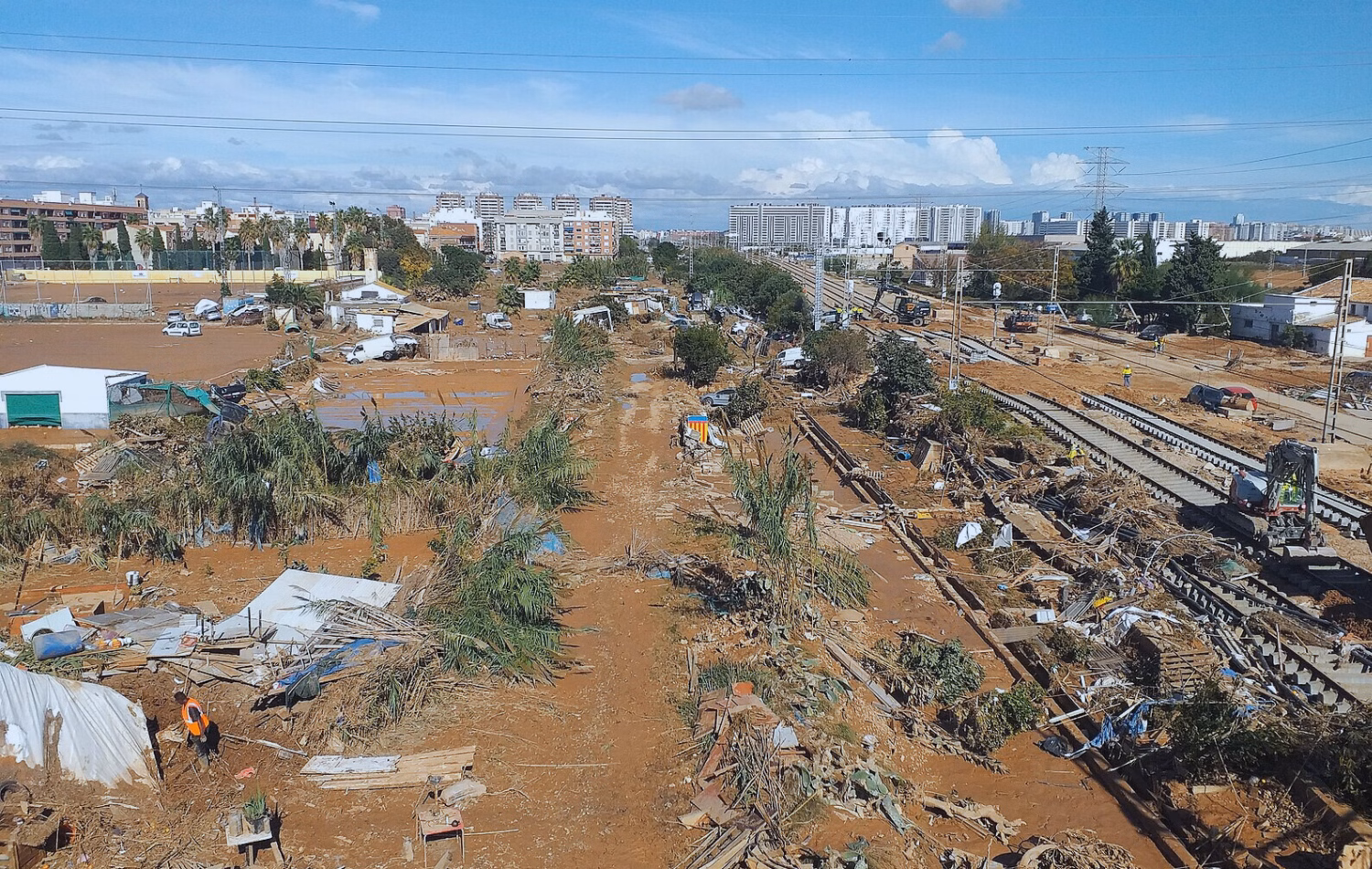 Destruction after the 2024 floods in Valencia, Spain.