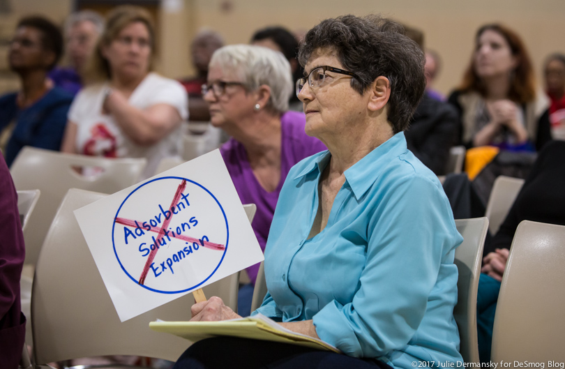 St. Gabriel resident Lydia Haydel at a DEQ permit hearing for Adsorbent Solutions