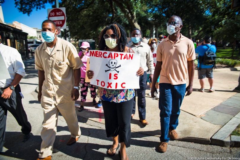 Alabama residents protest a mercaptan spill