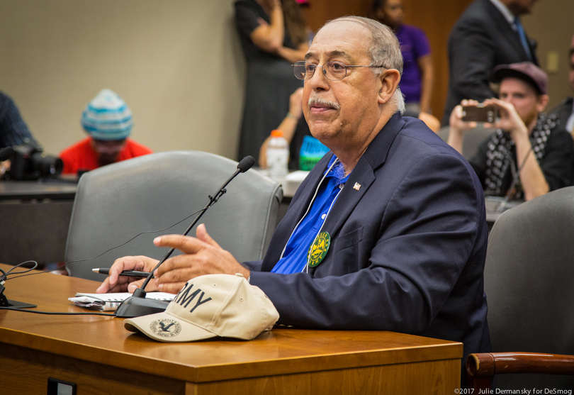 Retired U.S. General Russel Honore testifying at a Bayou Bride pipeline permit hearing.