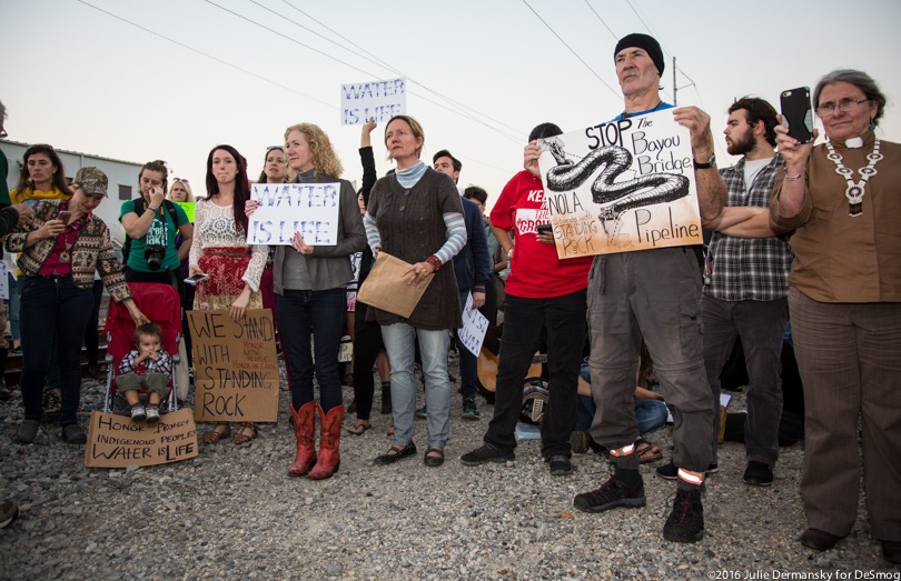 Protesters in Louisiana showing solidarity with the Standing Rock Sioux Tribe.