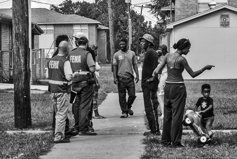 FEMA interviewing residents of a housing complex in Port Arthur, Texas