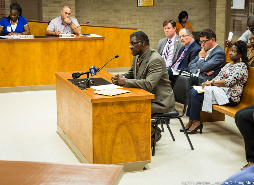 Pastor Harry Joseph speaks at a St. James Parish Council meeting