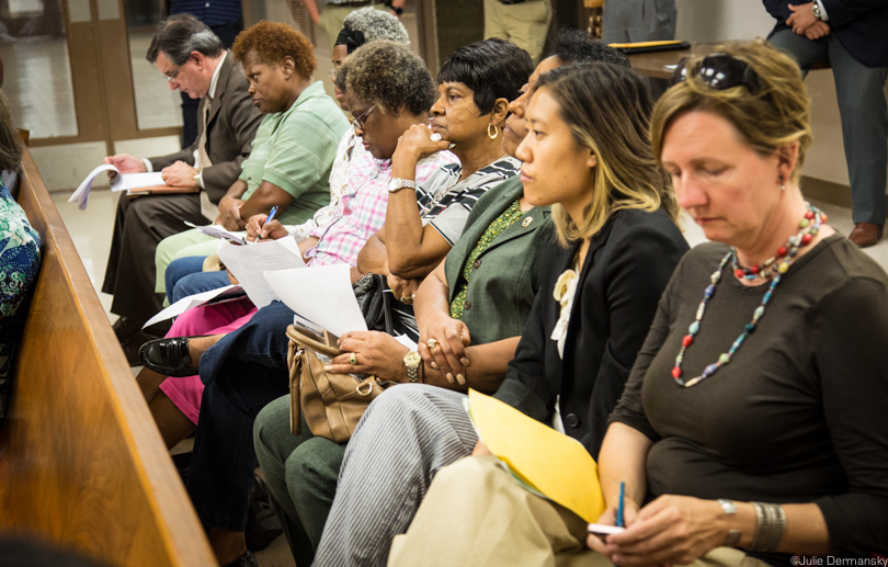 Geraldine Mayho at a St. James Parish Council meeting in 2017