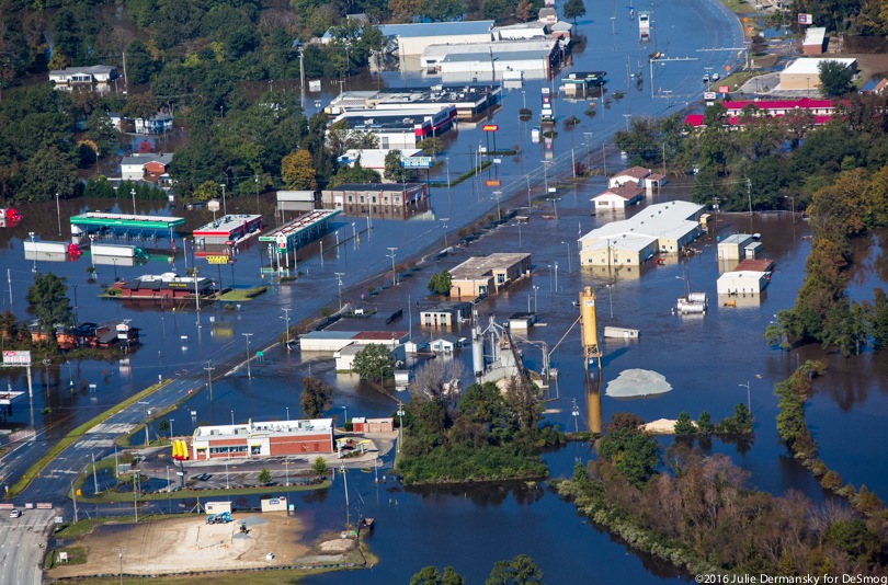 Flooding in Lumberton, North Carolina, after Hurricane Matthew.