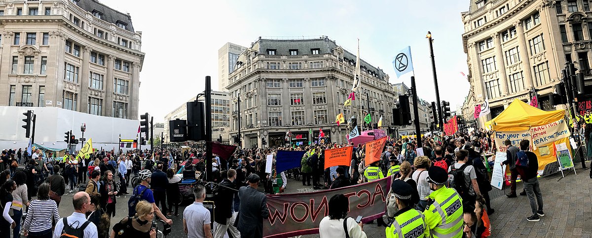 Oxford Circus in London during the Extinction Rebellion protest in April 2019