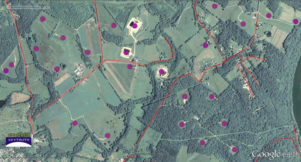 Fracking sites in Pennsylvania in a Google Earth view