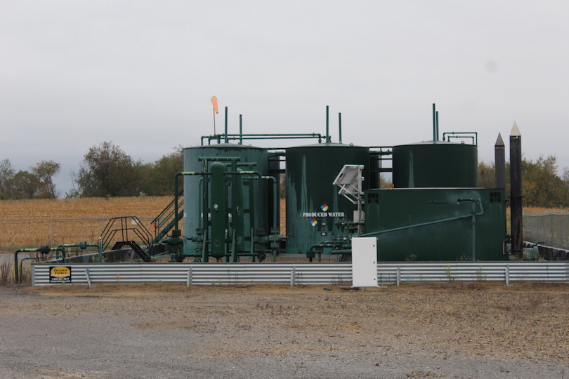 Frack site and produced water storage tank in Pennsylvania