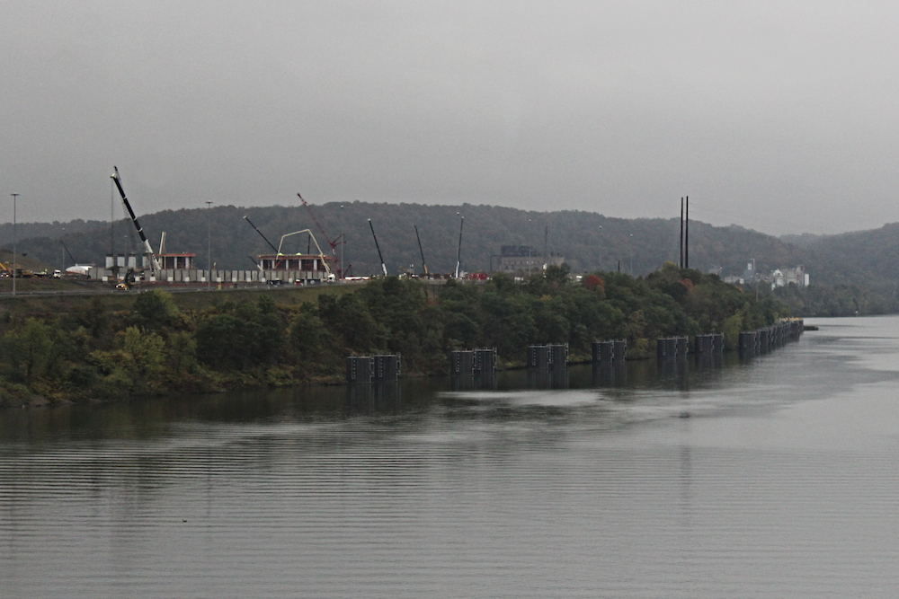 Shell's ethane cracker petrochemical plant on the banks of the Ohio River