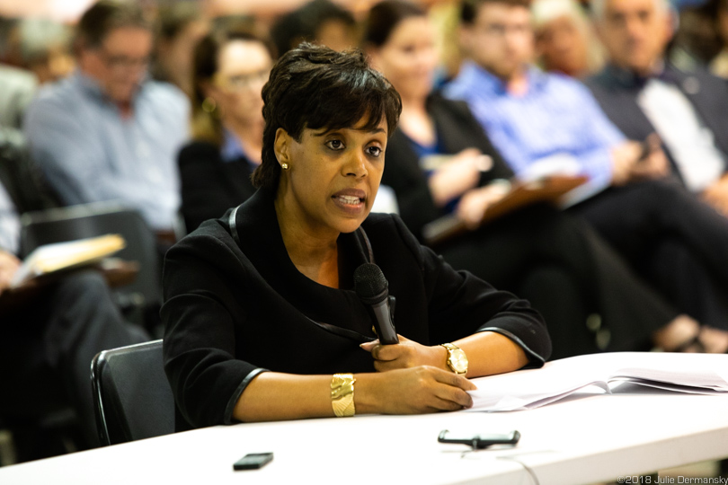 Janile Parks of Formosa at the plant's hearing in St. James Parish