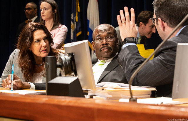 New Orleans City Councilmembers Kristin Palmer, Jay Banks, and Joseph Giarrusso