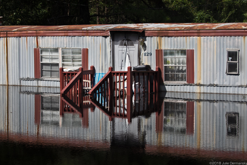 Flooded mobile home in Bucksport, South Carolina, after Hurricane Florence