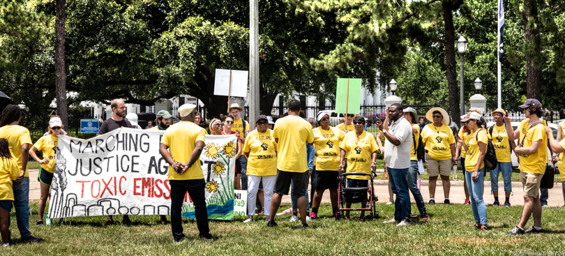 Geraldine Mayho with members of CADA protesting in front of the Louisiana Governor's Mansion