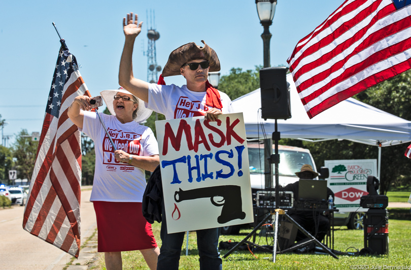 Protesters across from the Louisiana Governor's Mansion on May 2