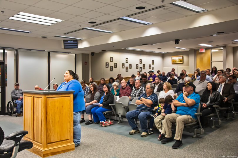 Chantel Comardelle, IDJC Tribe executive secretary, speaking at the Houma-Terrebonne Regional Planning Commission meeting